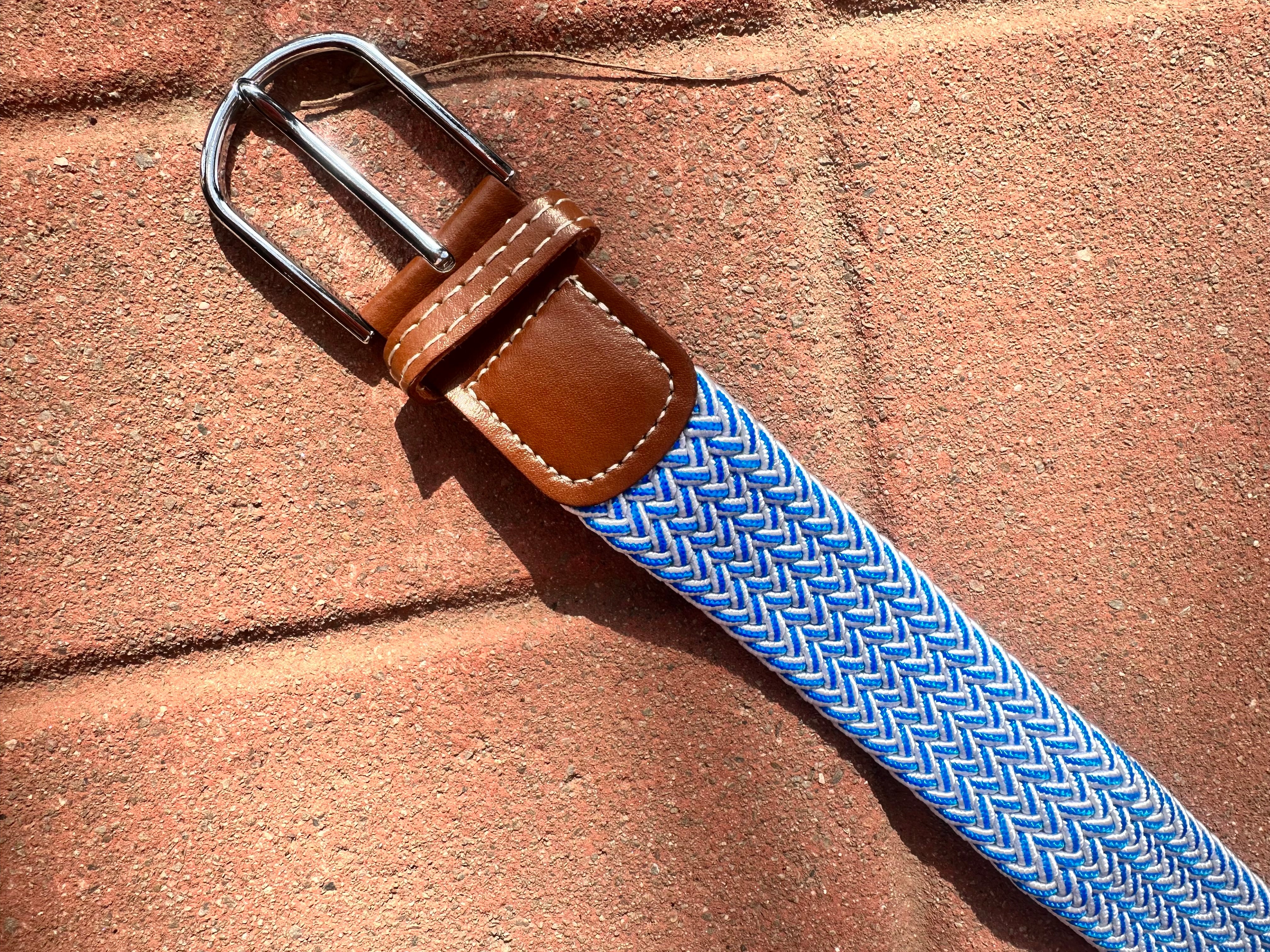 ELASTIC BRAID BELT White/Blue