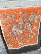 Load image into Gallery viewer, HORSE PRINT SCARF ORANGE ONE HORSE