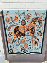 Load image into Gallery viewer, HORSE PRINT SCARF TURQUOISE