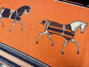 HORSE PRINT SCARF ORANGE & BEIGE